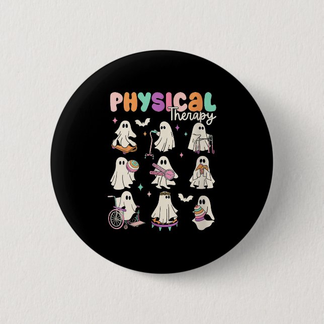 Womens Cute Ghost Physical Therapy Pt Physical The Button (Front)