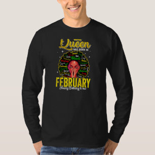 Womens Cute Girls Women Queen Was Born In February T-Shirt
