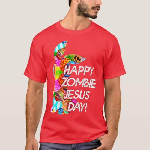 Womens Cute Happy Zombie Jesus Day Easter Bunny Fo T_Shirt