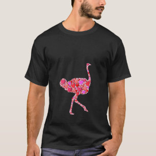 Womens Cute Hearts Ostrich Funny Animals Valentine T-Shirt