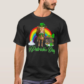 Womens Cute Irish Cow Leprechaun Shamrock St Patri T-Shirt