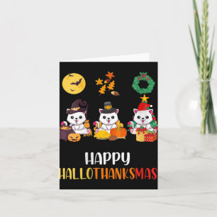 Womens Cute Kitten Halloween Cat Christmas Happy H Card