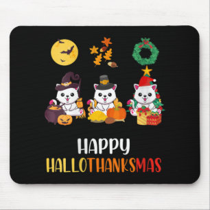 Womens Cute Kitten Halloween Cat Christmas Happy H Mouse Pad