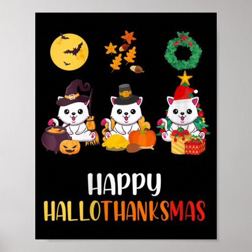 Womens Cute Kitten Halloween Cat Christmas Happy H Poster