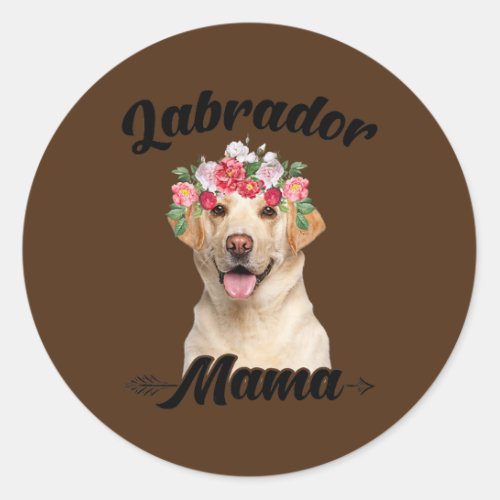 Womens Cute Labrador Mama Flower Graphic Dog Classic Round Sticker