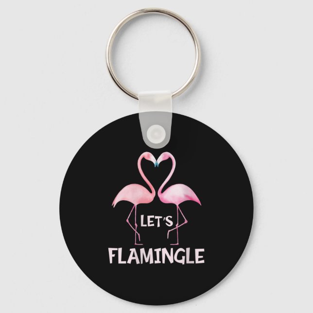 Womens Cute Let's Flamingle Nk Flamingo Summer Lov Keychain (Front)