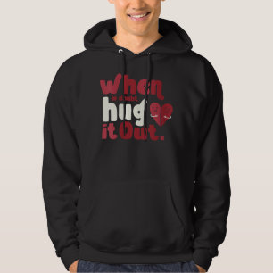 Womens Cute Love Hug It Out Valentines Day Retro V Hoodie