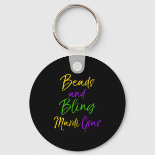 Womens Cute Mardi Gras Party Quote Gift Beads And Keychain