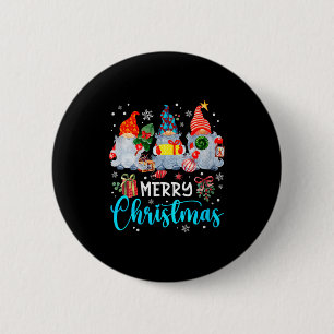 Womens Cute Merry Christmas Gnome Snowflakes Xmas Button