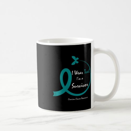 Womens Cute Ovarian Cancer Survivor Gifts Teal But Coffee Mug