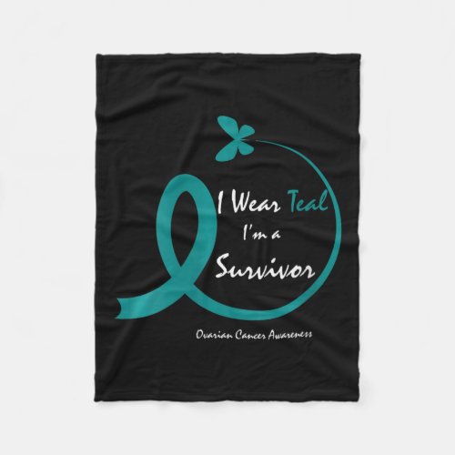 Womens Cute Ovarian Cancer Survivor Gifts Teal But Fleece Blanket