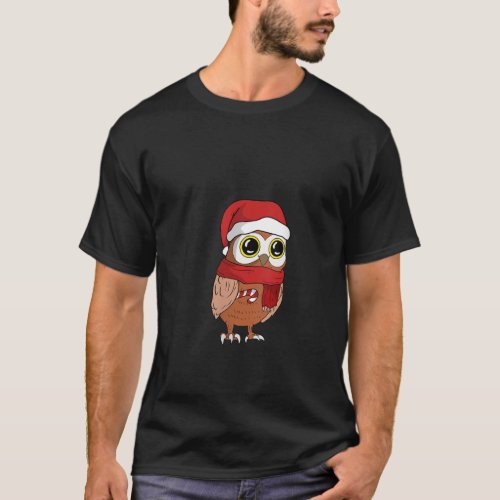 Womens Cute Owl Santa Christmas Gift with Christma T_Shirt