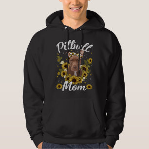 Womens Cute Pitbull Mom Sunflower Dog Mom Mother S Hoodie