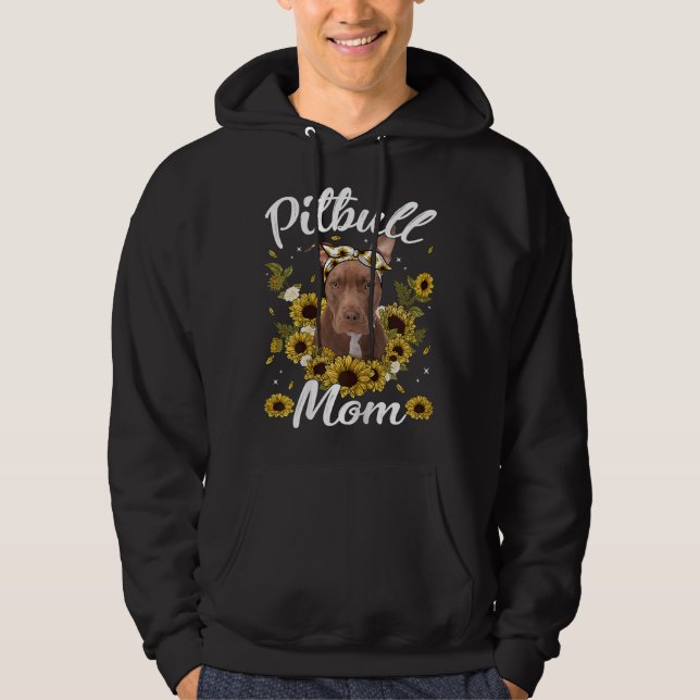 Womens Cute Pitbull Mom Sunflower Dog Mom Mother S Hoodie (Front)