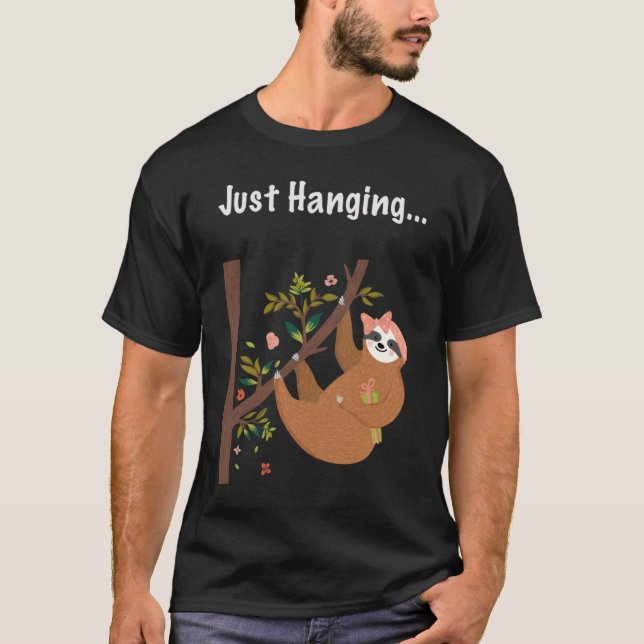 Womens Cute  Sloth Just Hanging T-Shirt (Front)
