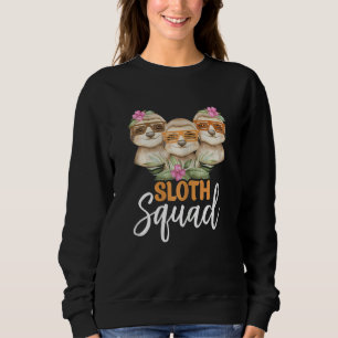 Womens Cute Sloth Squad   Retro 80s Style Matching Sweatshirt