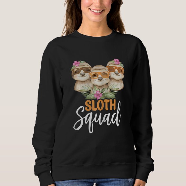 Womens Cute Sloth Squad   Retro 80s Style Matching Sweatshirt (Front)