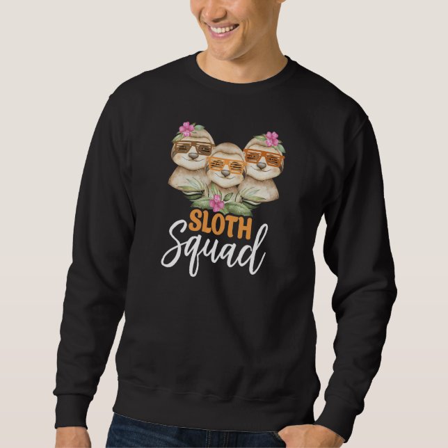 Womens Cute Sloth Squad  Retro 80s Style Matching  Sweatshirt (Front)