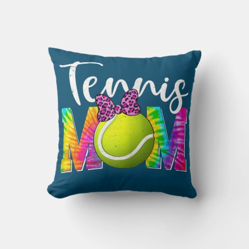 Womens Cute Tennis Mom Tie Dye Sport Lover Throw Pillow
