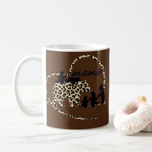 Womens Cute Trendy Mama Bear 5 Cubs Mom Cheetah Coffee Mug