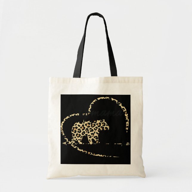Womens Cute Trendy Mama Bear 5 Cubs Mom Cheetah Tote Bag (Front)