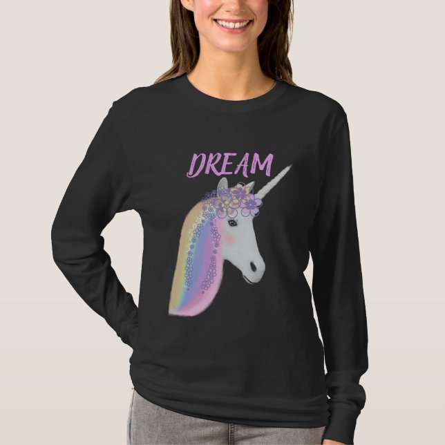 Womens Cute Unicorn Face Long Sleeve T-Shirt (Front)