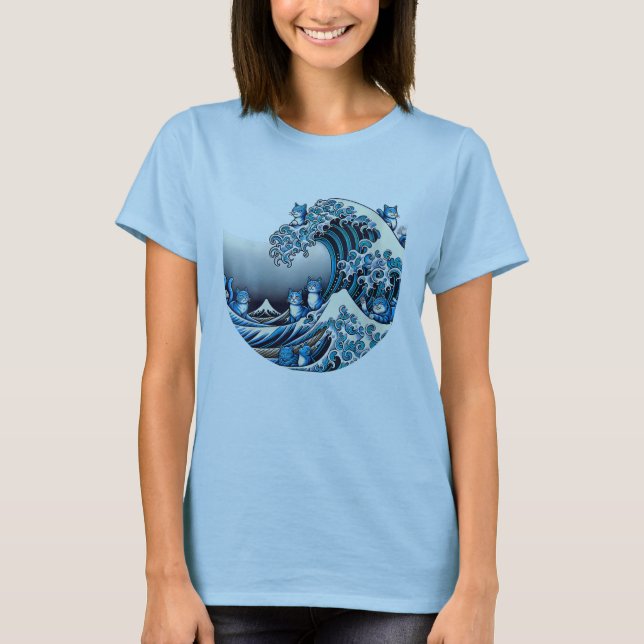 Womens Cute Wave of Blue Cats for Kamala Harris 24 T-Shirt (Front)