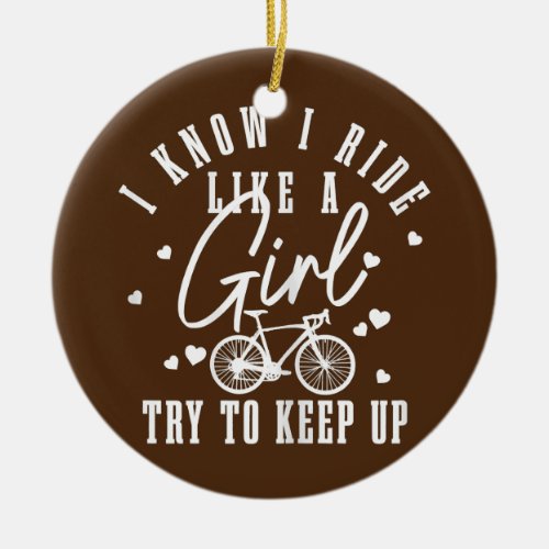 Womens Cycling Girl Funny Road Bike Bicycle Ceramic Ornament