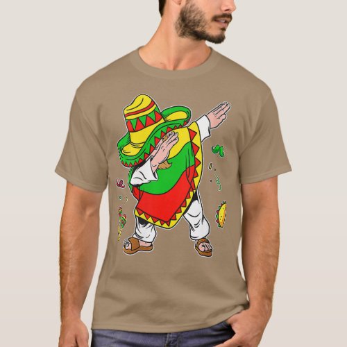 Womens Dabbing Mexican Poncho Cinco de Mayo Boys M T_Shirt