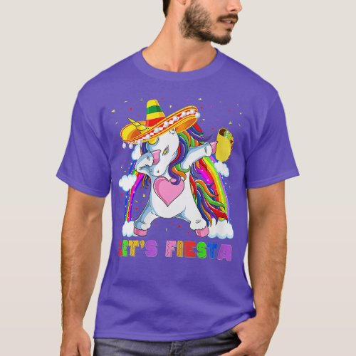 Womens Dabbing Unicorn Lets Fiesta Cinco De Mayo T T_Shirt