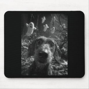 Womens Dachshund Selfie With Ghosts Haunted Forest Mouse Pad