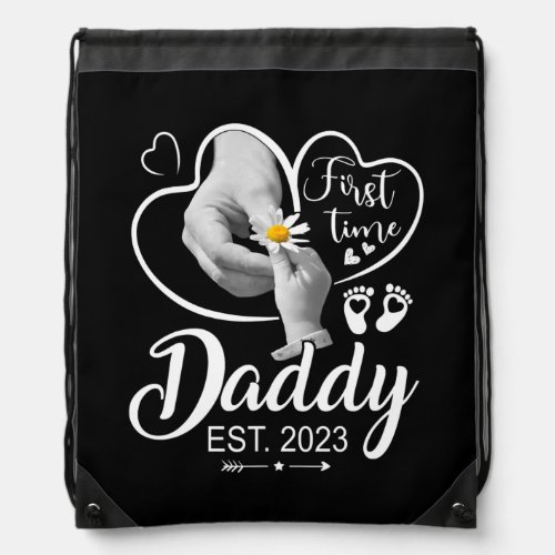 Womens Daddy 2023 Mothers Day First Time Daddy  Drawstring Bag