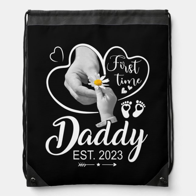 Womens Daddy 2023 Mother's Day First Time Daddy  Drawstring Bag (Front)