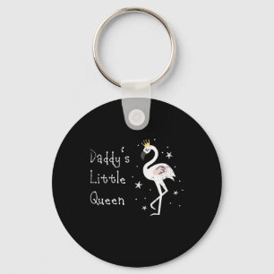 Womens Daddys Little Queen Cute Flamingo Keychain