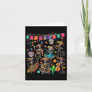 Womens Dancing Group Floral Skeletons Mexican Dia Card