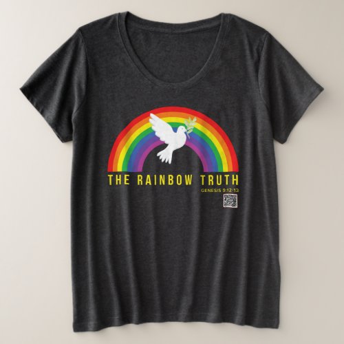 Womens Dark Grey T_Shirt Plus Rainbow with Dove