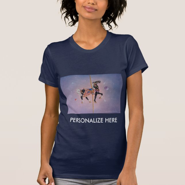 Women's Dark Tees - Petaluma Carousel Horse 2 (Front)