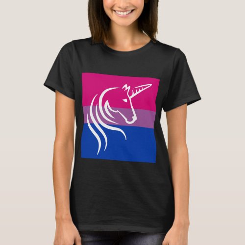 Womens Dark Unicorn Graphic Bi Pride T_Shirt