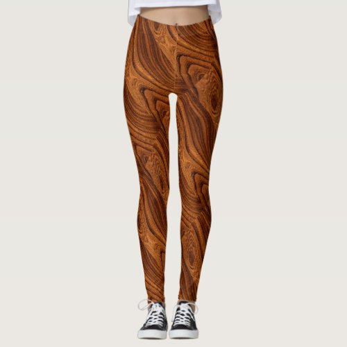 Womens Dark Wood Grain Leggings