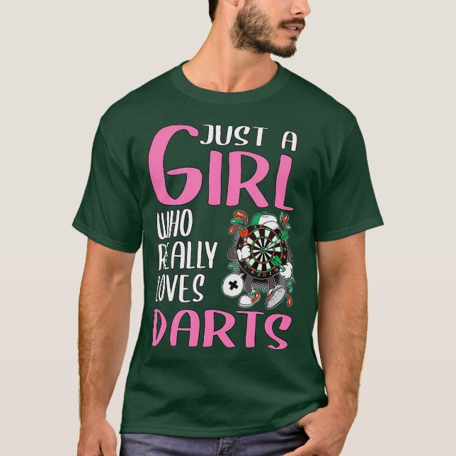 Womens Darts Player Gift Just A Girl Who Really T-Shirt (Front)