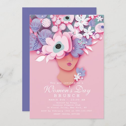 Womens Day Brunch Modern Girly Floral Invitation