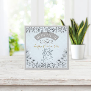 Women's Day Elegant Blue Rose Hair Bloom in Grace Note Card