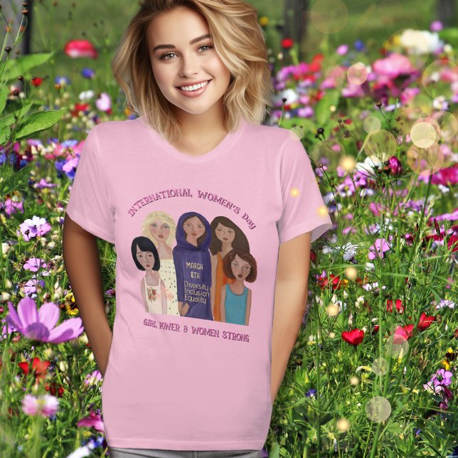 Women's Day | Girl power pink T-Shirt (Women's Day _ Girl power pink T-Shirt -Meadow)