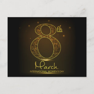 Women's day in black and gold postcard