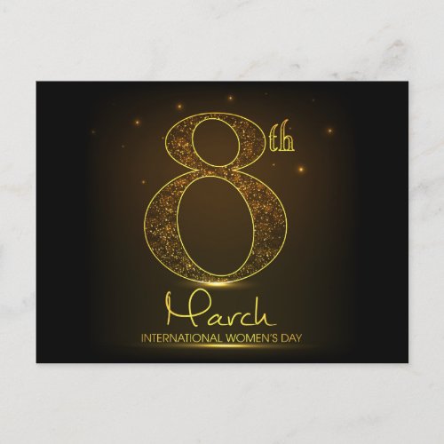 Womens day in black and gold postcard