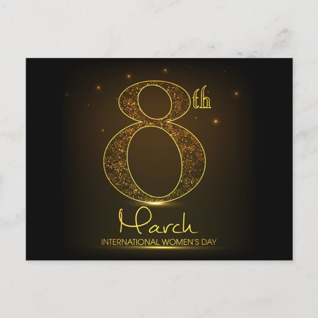 Women's day in  black and gold postcard (Front)