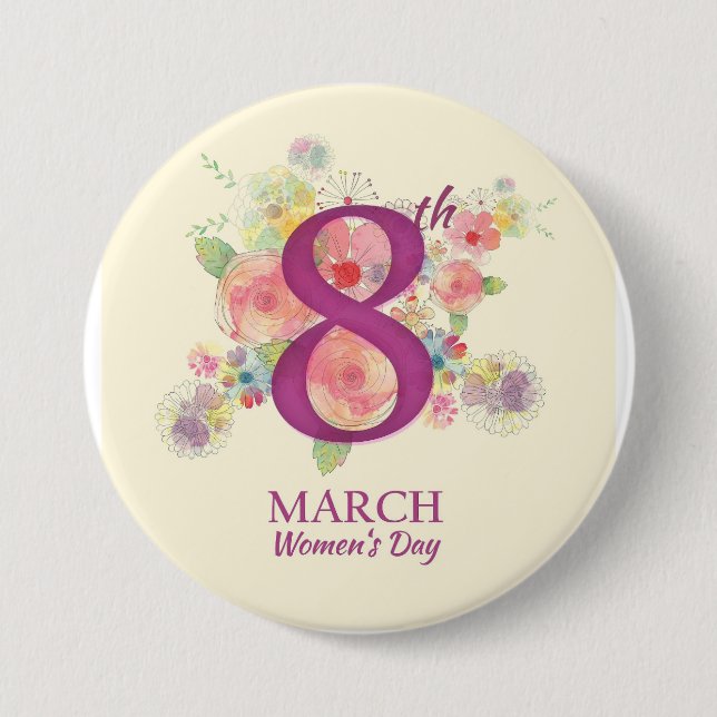 Women's Day March 8th  Button (Front)