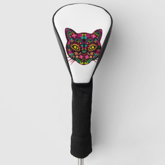 Womens Day of Dead Cats Lovers Sugar Skull Cat Dia Golf Head Cover