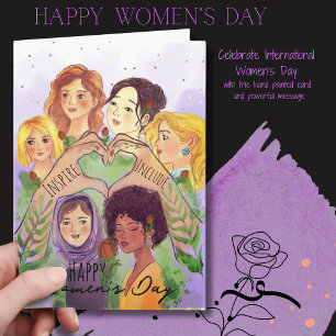 Women's Day Purple Watercolor Card   Give to Gain