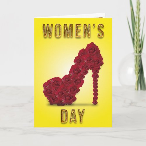 Womens Day Stiletto Red Roses Dedicatory and Photo Card